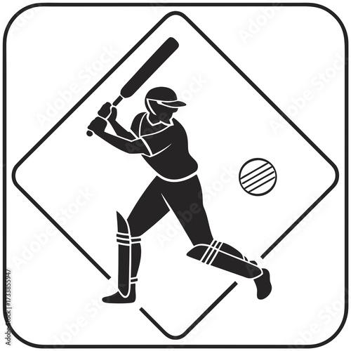 Black silhouette of a cricket batsman hitting a ball 1