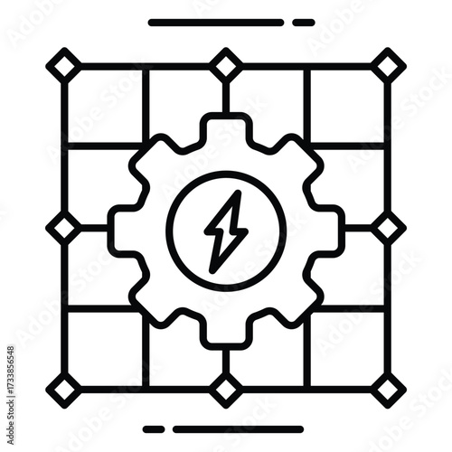Smart Grid Icon Showing Renewable Electricity Distribution and Digital Power System