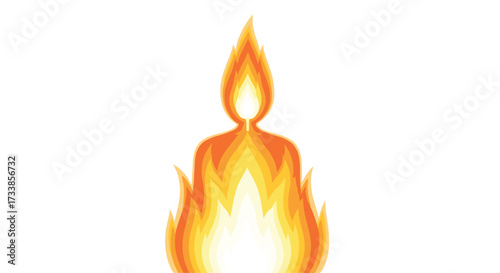 Fiery Human Silhouette Burning Brightly Against White Background, Generative AI.