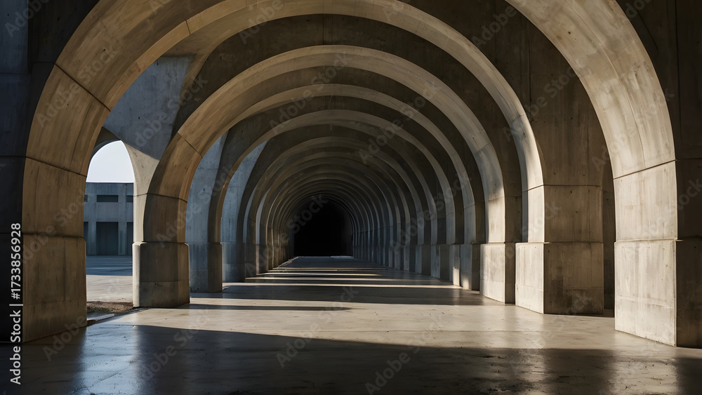 Fototapeta premium Repeating Concrete Arch Passage