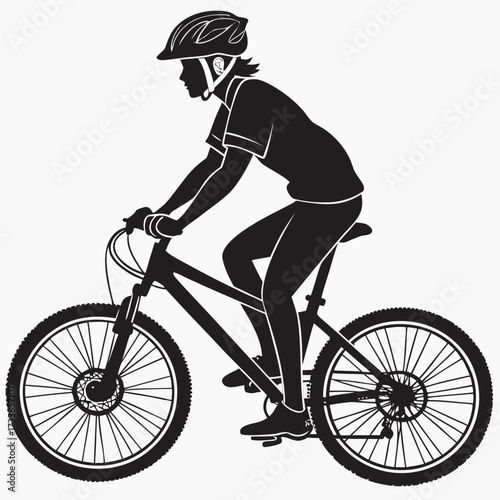 Black silhouette of a person riding a bicycle cycling