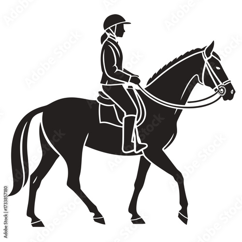 Black silhouette of a person riding a horse rider equestrian