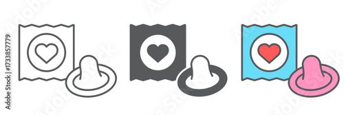 Condom icon, valentine and holiday, protect rubber sign, vector graphics, a linear pattern on a white background, editable stroke.