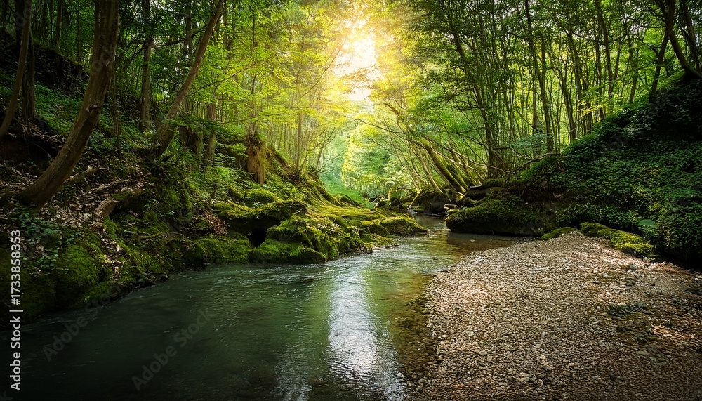 Obraz premium Ravine Deep Ravine In The Green Forest Thicket Summer Natural Landscape