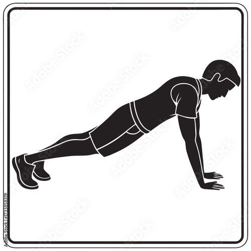 Black silhouette of man doing push up exercise fitness