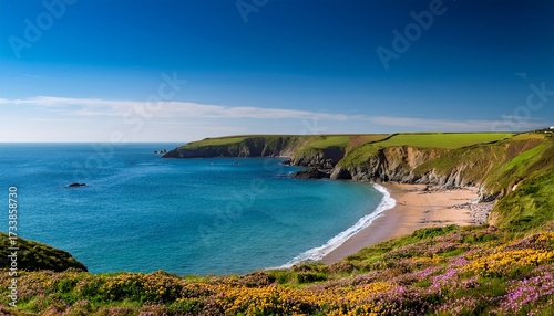 South West Coast Path At Lantic Bay In Cornwall