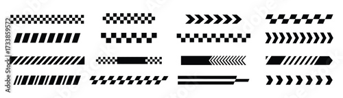 Race Flag Silhouettes, Race Flag Design Vector Illustration Set. Racing stripes. Race flag. Checkered flag. Sport car decal stripe. vector illustration 
