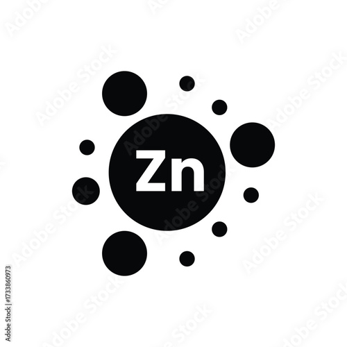 zinc oxide chemical formula icon black white. vector illustration 