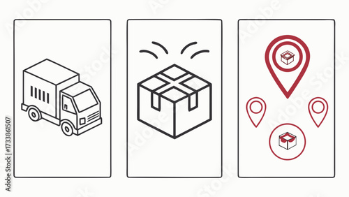 Delivery truck package tracking icons shipping logistics