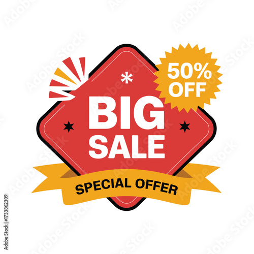 Big Sale 50% Off Special Offer Discount Label Design