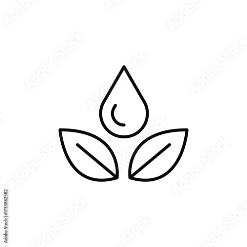 natural essence drop with leaves line icon vector. organic, herb product line icon