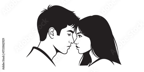 Black and white illustration of a couple sharing an intimate moment