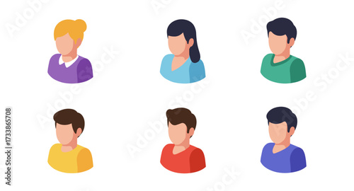 Minimalist avatar collection featuring diverse people in stylish clothing