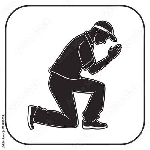 Man kneeling with hands clasped in prayer praying