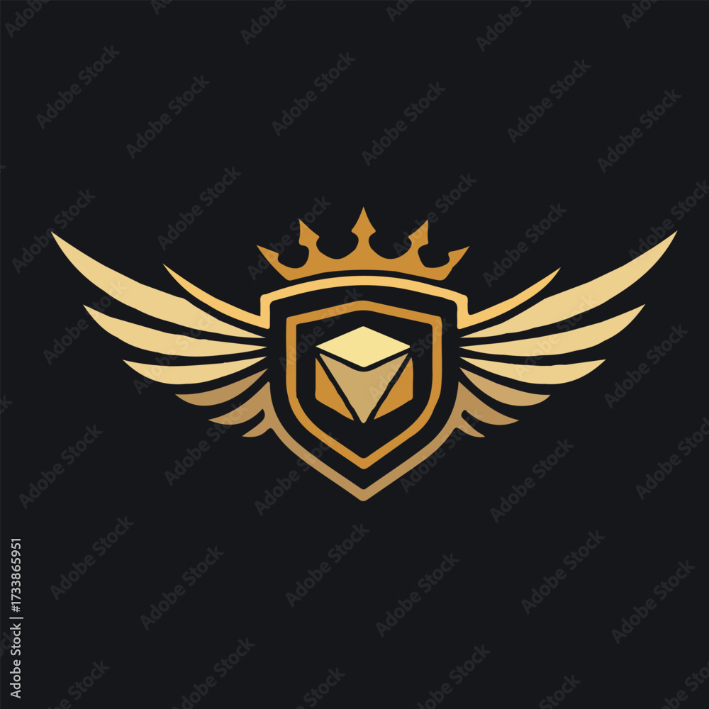 Obraz premium Luxury Crest Logo Set with Crown and Wing Emblems – Elegant Heraldic Symbols, Royal Coat of Arms Design, Premium Vintage Insignia Collection for Branding and Identity