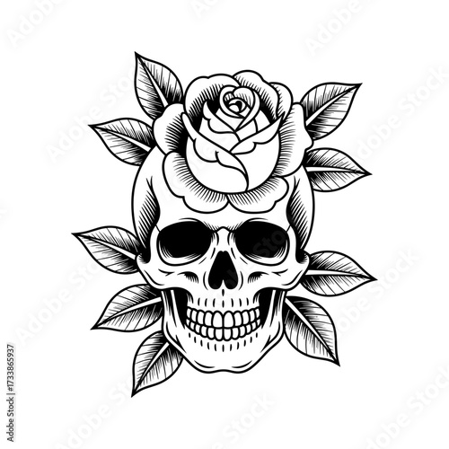 Skull and Vintage Tattoo T-shirt Vector Designs and Edgy, Punk-Inspired Graphics & Retro Tattoo Illustrations for Custom Graphic Tees-04
