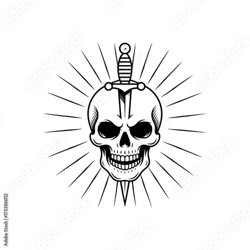 Skull and Vintage Tattoo T-shirt Vector Designs and Edgy, Punk-Inspired Graphics & Retro Tattoo Illustrations for Custom Graphic Tees-19