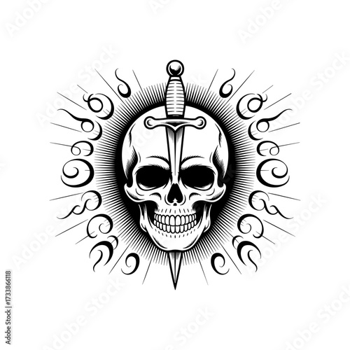 Skull and Vintage Tattoo T-shirt Vector Designs and Edgy, Punk-Inspired Graphics & Retro Tattoo Illustrations for Custom Graphic Tees-18
