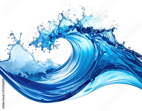 Dynamic, transparent wave cresting, showcasing liquid water's flowing form
