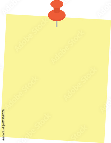 Yellow sticky note with red push pin