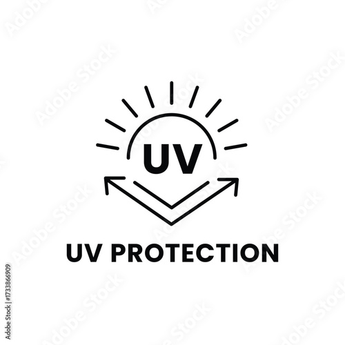Vector art of uv protection symbol. shield protecting from sun rays line icon. uv protection line icon. vector illustration 