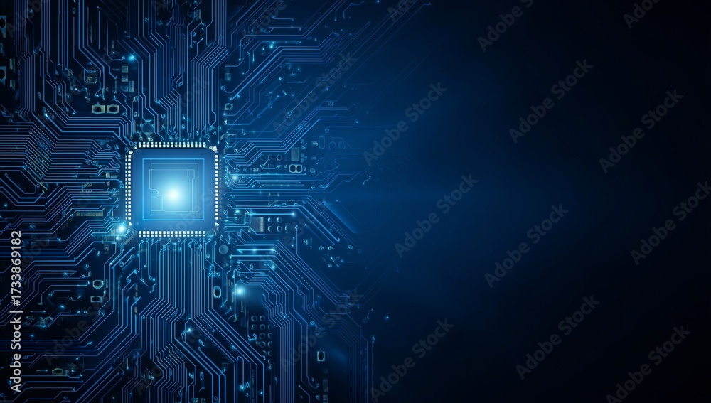 Obraz premium Digital Circuit Board with Microchip Technology