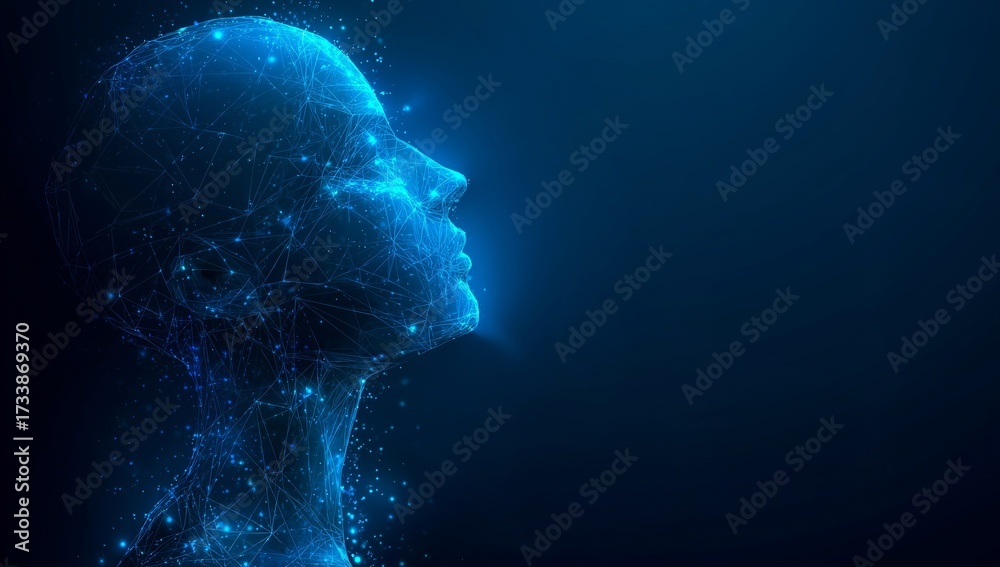 Naklejka premium Abstract Representation of a Human Silhouette with Digital Lines