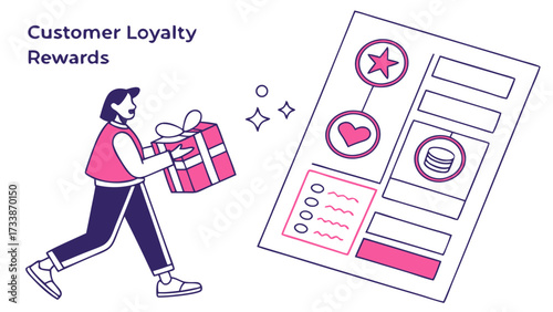 Person holding gift box near rewards chart present