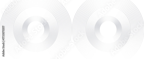 white abstract background with glowing circles. Swirl circular lines pattern. Geometric spiral. Twirl element. Modern graphic design. Futuristic technology concept. Vector illustration