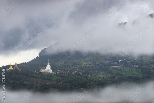 Wat Phra That Pha Sorn Kaew or Pha Sorn Kaew temple with foggy, Phetchabun, Thailand