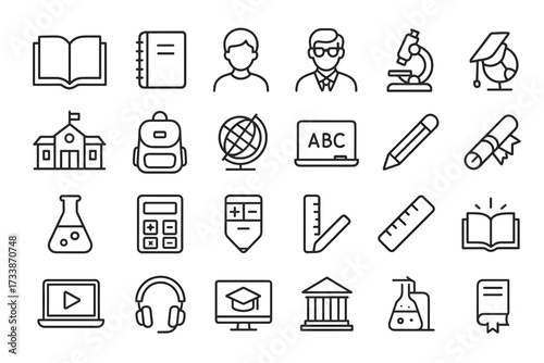 Education and School Line Icons Set