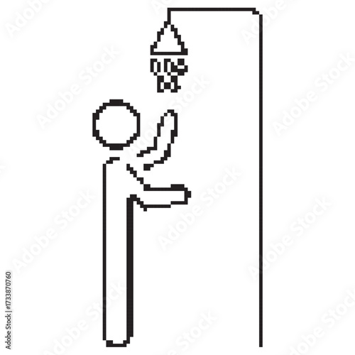 shower pixel icon, 8-bit. Isolated vector illustration.