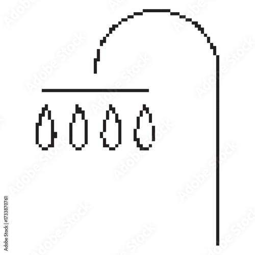 shower pixel icon, 8-bit. Isolated vector illustration.