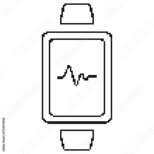 smart watch pixel icon, 8-bit. Isolated vector illustration.