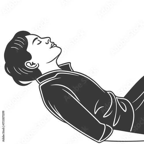 Person in repose tilted back dark gray outline white background