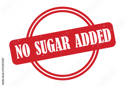 Red stamp with the text no sugar added simple design