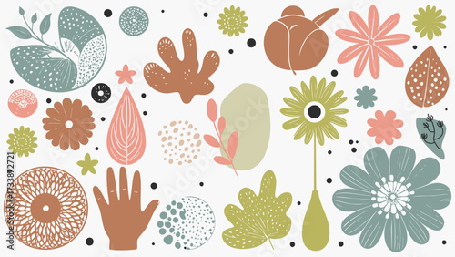 Abstract natural shapes with difference plants collections