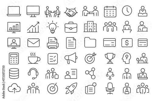 Futuristic technology and AI icons set — outline vector symbols for artificial intelligence, robotics, cloud computing, and modern digital devices