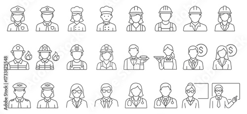 Profession icons. Representing careers, occupations, and work roles.