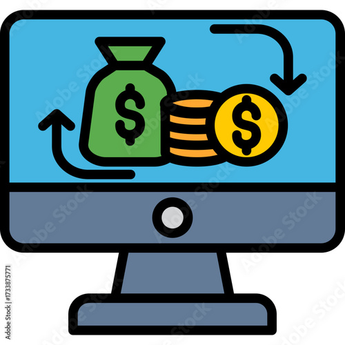 Online Budget lineal color icon