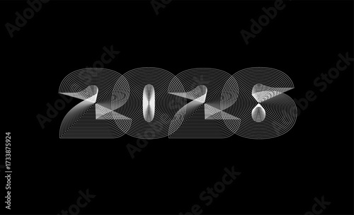 Futuristic New Year Countdown Digits. Cyberpunk 2026 Numbers for Holiday Event Branding, Event Promo, Creative Calendar, Greeting Logo Design. Linear Outline Style. Vector Illustration.