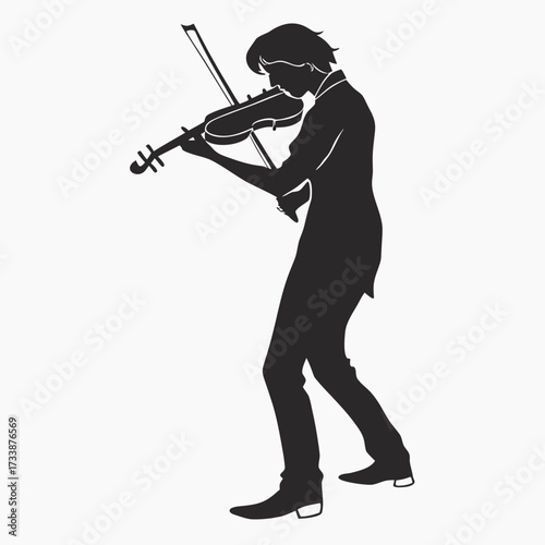Silhouette of a person playing the violin musician