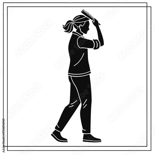 Silhouette of a woman with a comb in her hair female