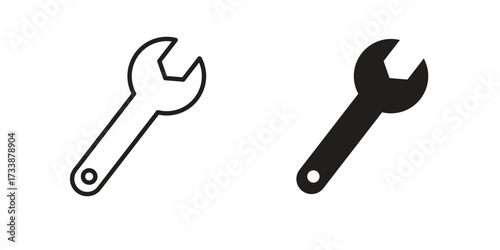 Wrench icon. flat and stroke style Collection. simple symbol