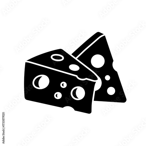 Triangular chunk parts with holes and seasonings are key elements of realistic cheese pieces and dairy farm production, symbolizing natural food