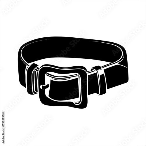 Classic brown leather belt straps are shown in a modern flat illustration, paired with buckle rings made of metal, brass, or steel, on a clean white background