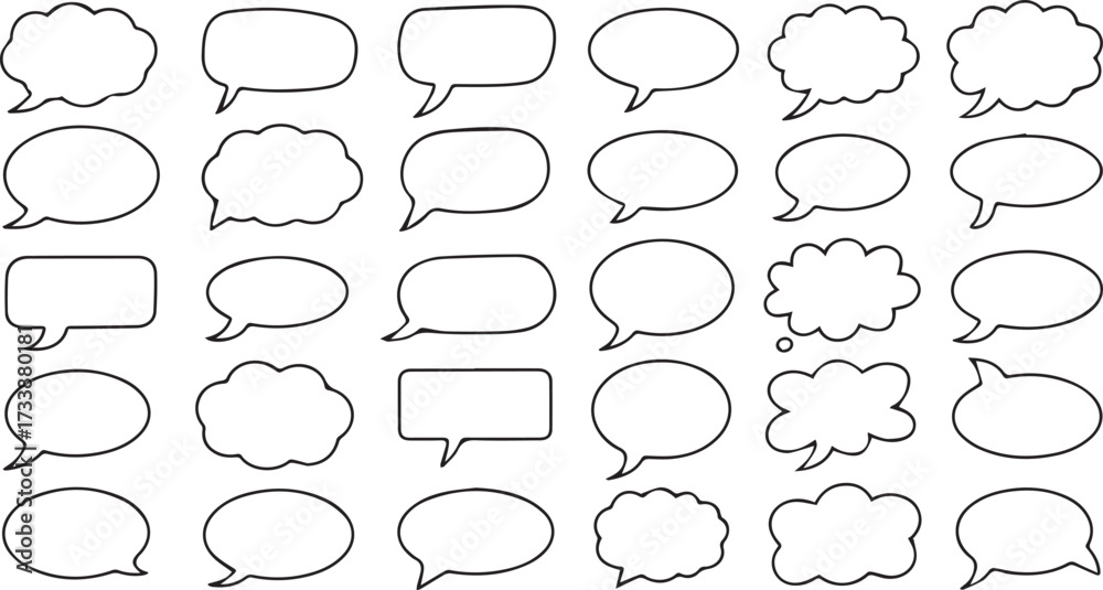 Fototapeta premium Vector art of set of hand drawn speech bubbles for design
