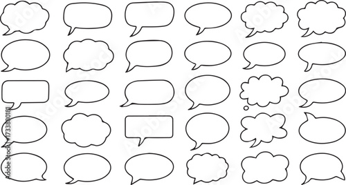 Vector art of set of hand drawn speech bubbles for design