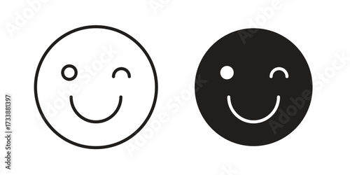 Smile wink icon. flat and stroke style Collection. simple symbol