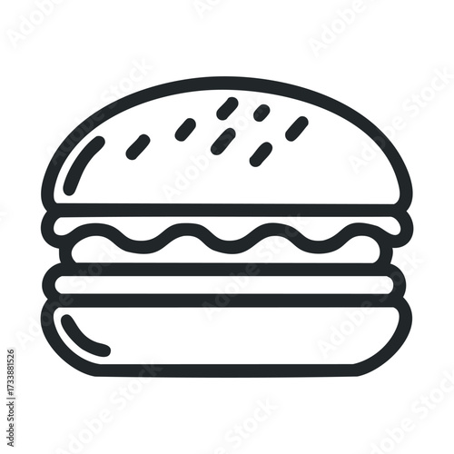 Delicious hamburger design for food promotion and marketing. Vector line illustration